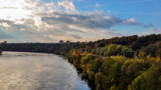 istock Industrial panorama of the river. 870531396