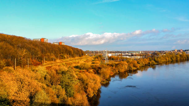 istock Industrial panorama of the river. 870531586