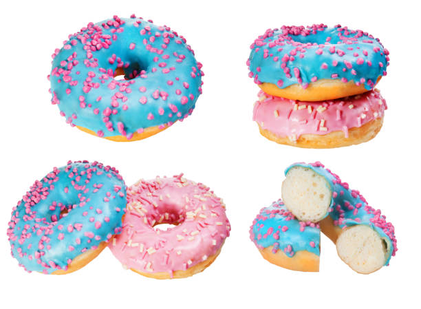 istock Set donut cakes isolated on white background 870531902