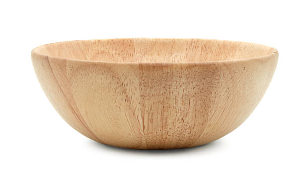 food wooden bowl isolated on white include clipping path salad bowl stock pictures, royalty-free photos & images