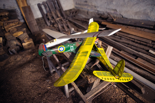 Model Airplanes in the barn