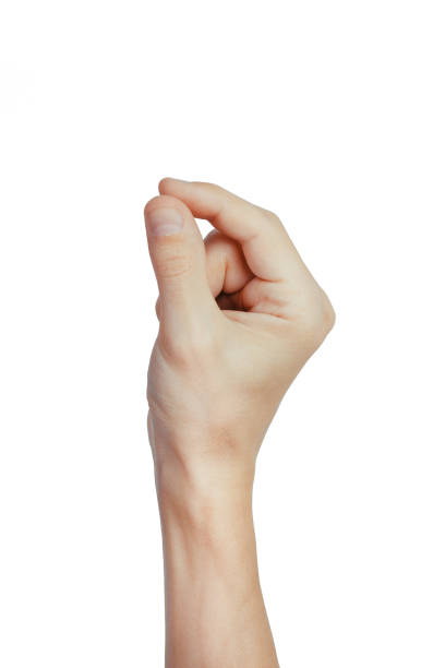 istock adult man hand to hold something, isolated on white 870545286