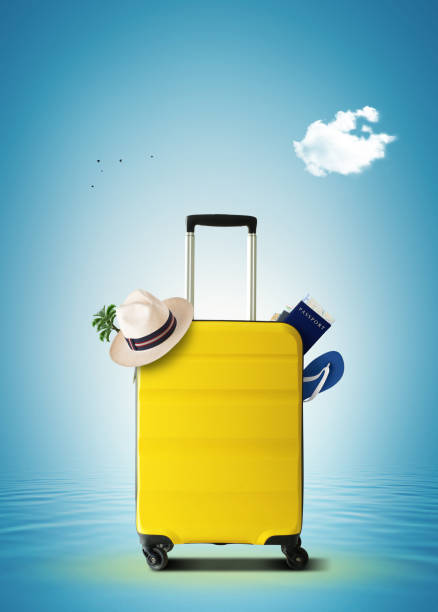 Yellow travel bag stock photo