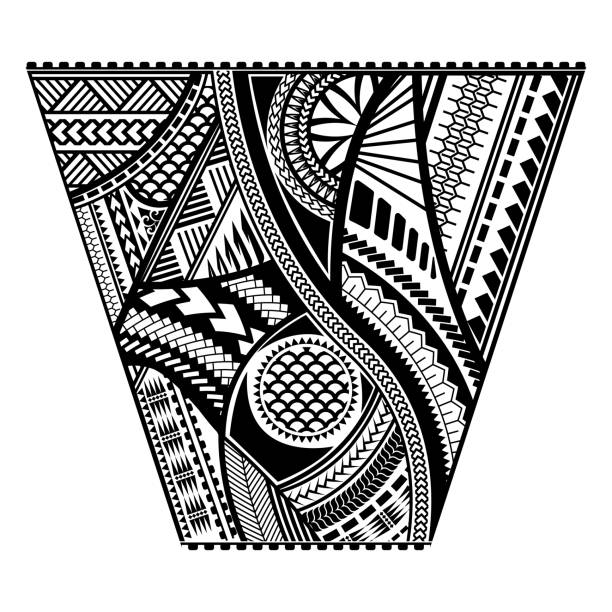 polynesischen tattoo-stil-ärmel-vektor-design - polynesian culture stock-grafiken, -clipart, -cartoons und -symbole