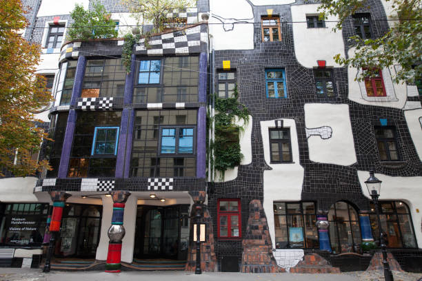 The outside of KUNST HAUS WIEN (Hundertwasser) museum in Vienna during the day.