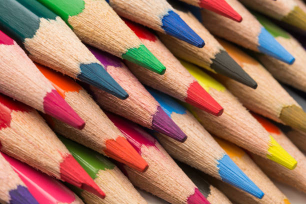 istock Colored pencils of various colors, close up 870555994