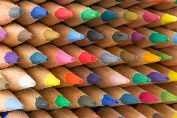 istock Colored pencils of various colors, close up 870559178