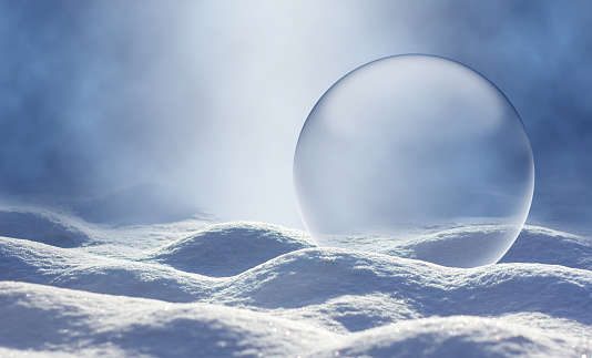 Snow field macro shot with Snow Globe