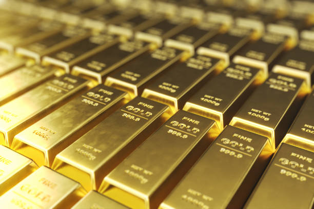 stos z bliska sztabki złota, waga sztabek złota 1000 gramów pojęcie bogactwa i rezerwy. koncepcja sukcesu w biznesie i finansach, renderowanie 3d - gold bullion ingot stock market zdjęcia i obrazy z banku zdjęć