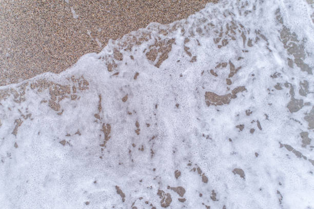 istock Texture of a sea foam rolling on a sandy beach 870572244