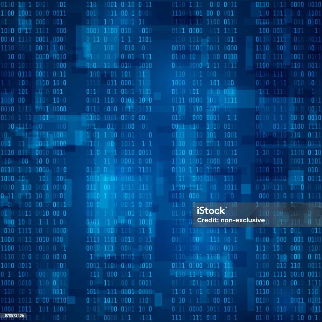 Stream Of Blue Binary Code Stock Illustration - Download Image Now ...