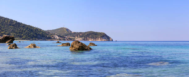 Panoramic view of Agios Nikitas in Lefkada, Ionian Islands, Greece