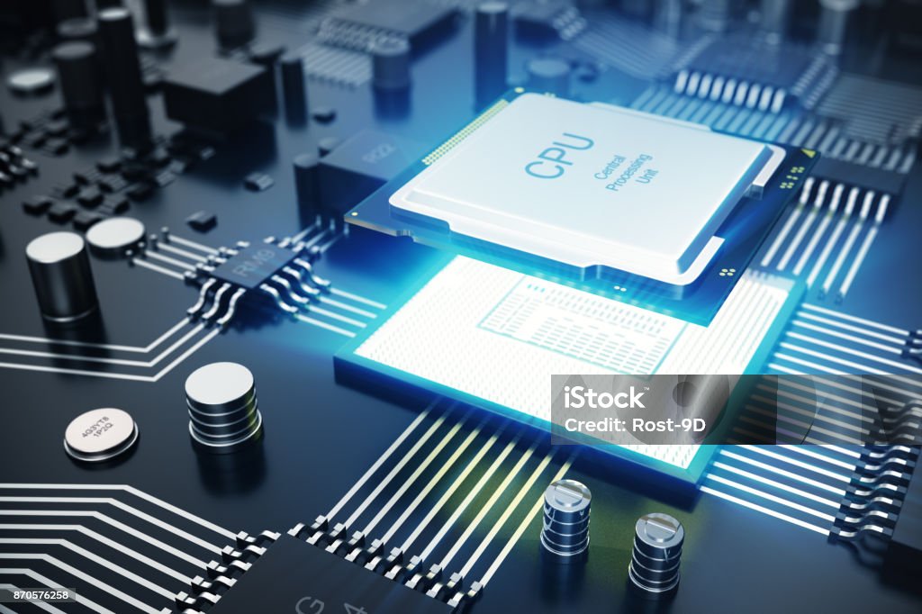 3d Rendering Central Computer Processors Cpu Concept Electronic ...