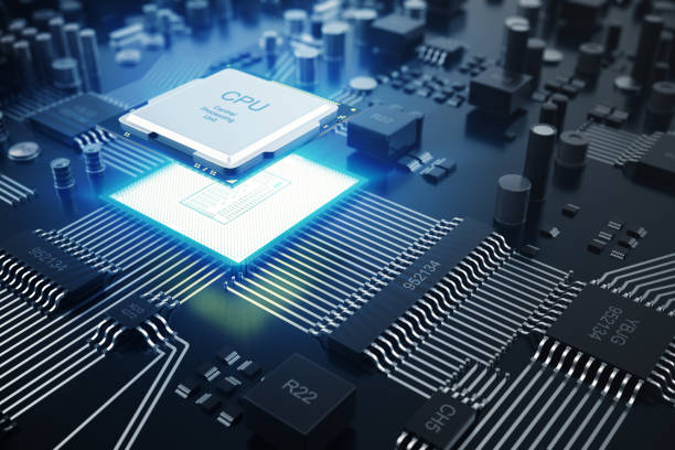 3D rendering Central Computer Processors CPU concept. Electronic engineer of computer technology. Computer board chip circuit cpu core, Hardware concept electronic device motherboard semiconductor concepto central computadora procesadores cpu de renderizado 3d. ingeniero electrónico de la tecnología informática. equipo tablero chip circuito cpu core. semiconductor de hardware concepto dispositivo electrónico motherboard, tarjeta madre