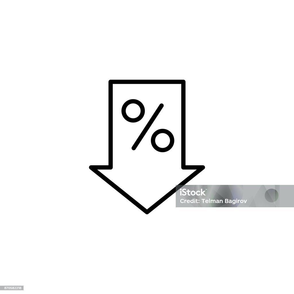 por cento de linha ícone no fundo branco - Vetor de Ícone de Computador royalty-free