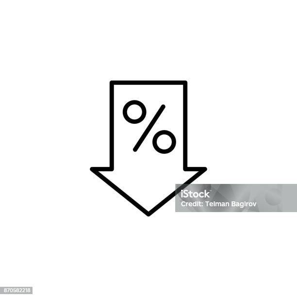 Vetores de Por Cento De Linha Ícone No Fundo Branco e mais imagens de Ícone de Computador - Ícone de Computador, Sinal de Percentagem - Símbolo Matemático, Mover para baixo