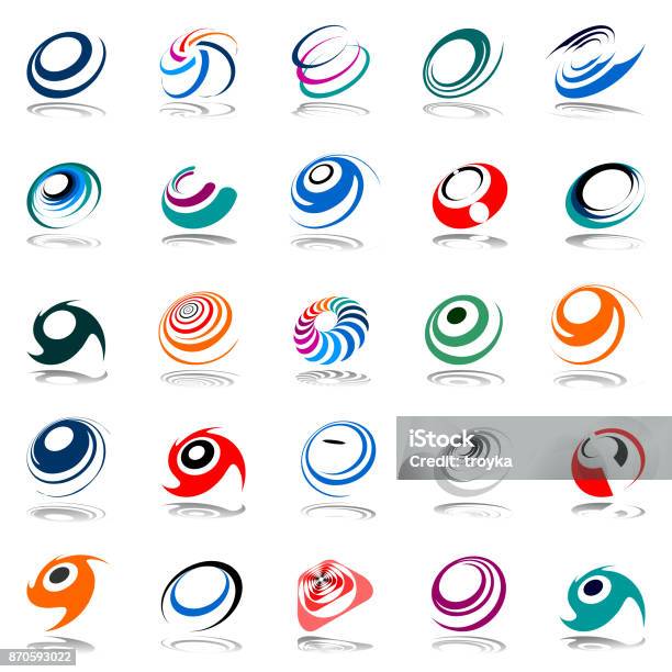 Spiral Movement And Rotation Design Elements Set Stock Illustration - Download Image Now - Logo, Spiral, Motion