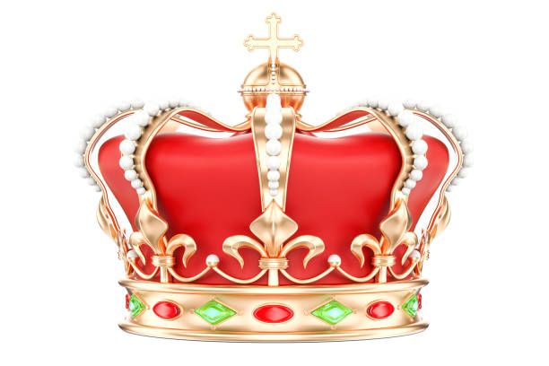 istock Golden Crown closeup, 3D rendering isolated on white background 870602438