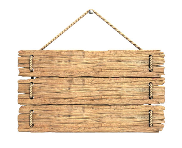 istock Wooden medieval sign board  isolated on white 3d rendering 870602594