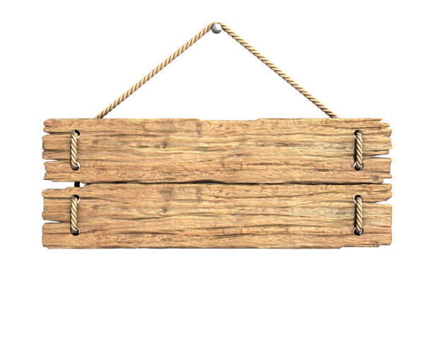 istock Wooden medieval sign board  isolated on white 3d rendering 870605208