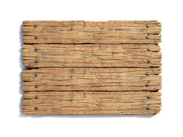 Wooden medieval sign board  isolated on white 3d rendering