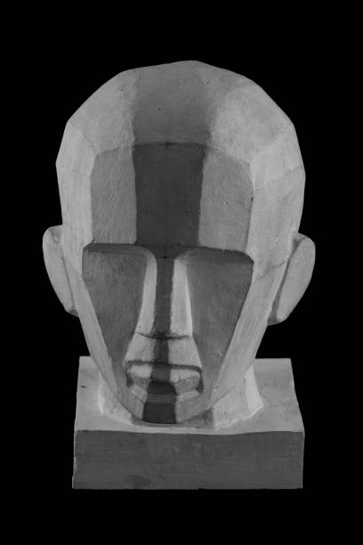 istock statue of a man with an angular drawn face graphic outline. 870605618