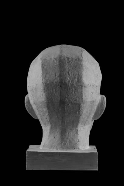 istock plaster statue of a human skull and head with an angular outline graphic 870605648