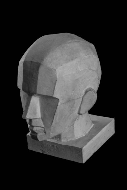 istock plaster statue of a human skull and head with an angular outline graphic 870605710