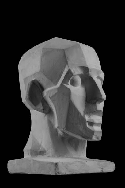 istock statue of a man with an angular drawn face graphic outline. 870605752