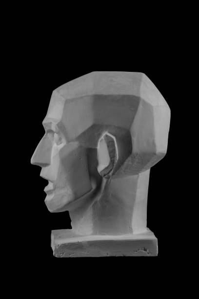 istock plaster statue of a human skull and head with an angular outline graphic 870605932