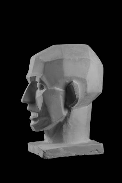 istock plaster statue of a human skull and head with an angular outline graphic 870605978