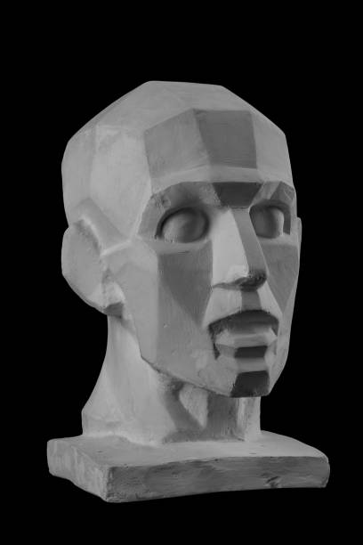 istock plaster statue of a human skull and head with an angular outline graphic 870606014