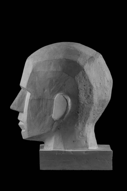 istock plaster statue of a human skull and head with an angular outline graphic 870606122
