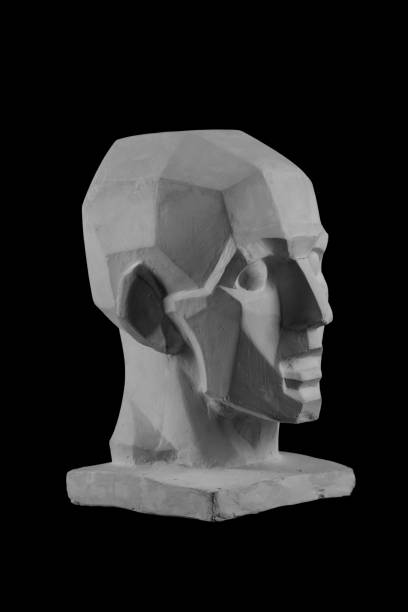istock statue of a man with an angular drawn face graphic outline. 870606142