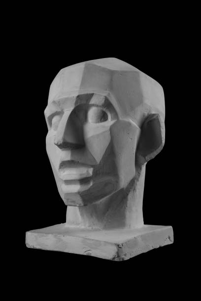 istock plaster statue of a human skull and head with an angular outline graphic 870606182