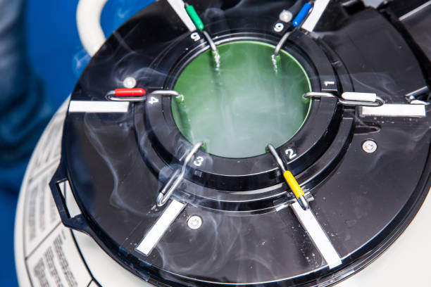 istock Liquid nitrogen cryogenic tank at laboratory 870606648
