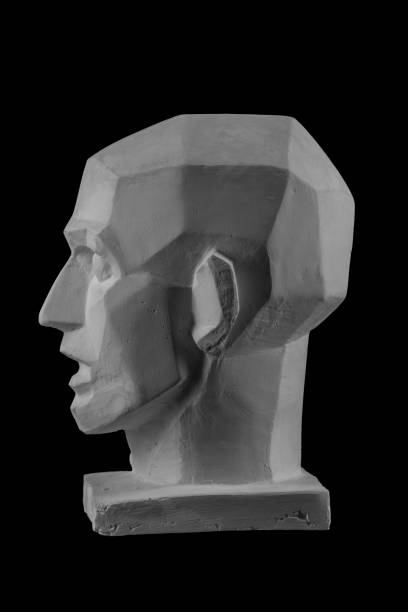 istock plaster statue of a human skull and head with an angular outline graphic 870609074
