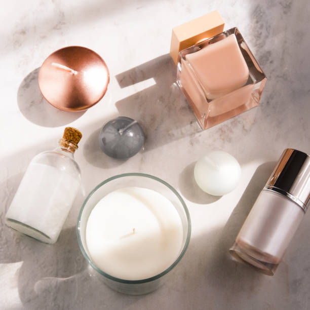 istock Spa beauty products on white marble table flatlay 870625258