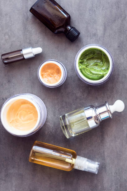 Bottles and jars with natural cosmetics