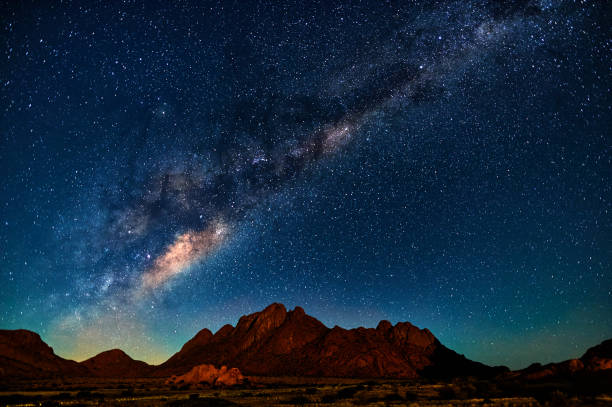 Milky Way in Namibia Night landscape with the Milky Way in Namibia in the Spitzkoppe area namibia stock pictures, royalty-free photos & images