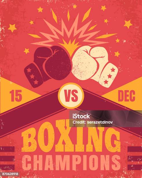 Vintage Poster For A Boxing Stock Illustration - Download Image Now - Boxing - Sport, Poster, Fighting