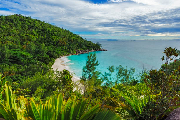 istock Panoramic overview to paradise beach anse georgette, praslin, seychelles 1 870631716