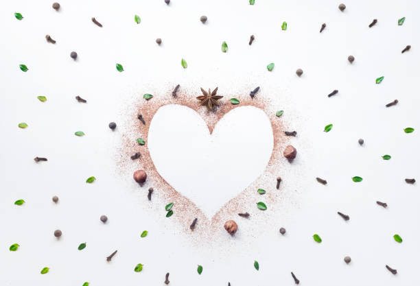 different spices and peppers from the heart