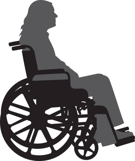 Woman in Wheelchair Vector silhouette of a woman in a wheelchair. custodian silhouette stock illustrations