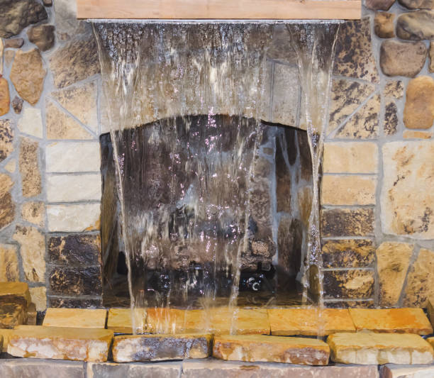 istock Fireplace with water fountain 870673518