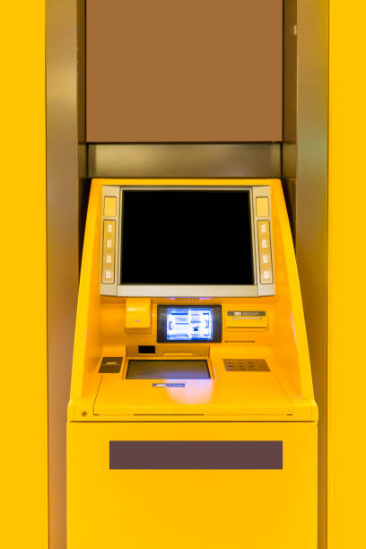 istock Yellow ATM machines. The station automatic machines. 870674236