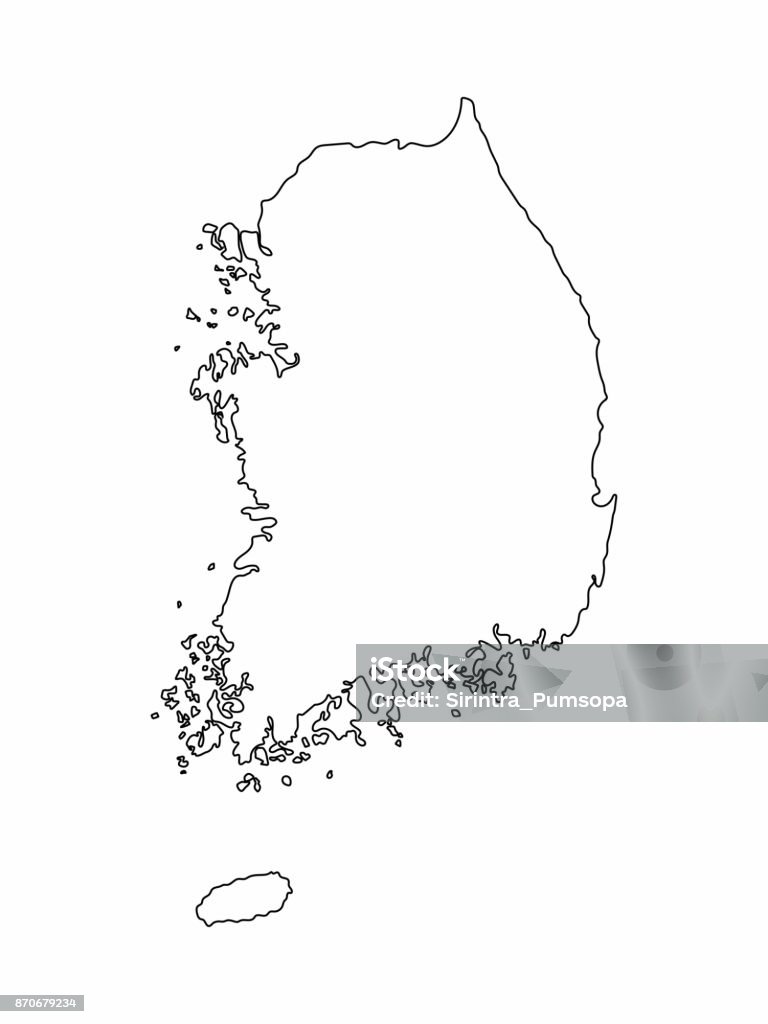 Peta Korea Selatan Menguraikan Gambar Freehand Grafis Di Latar Belakang