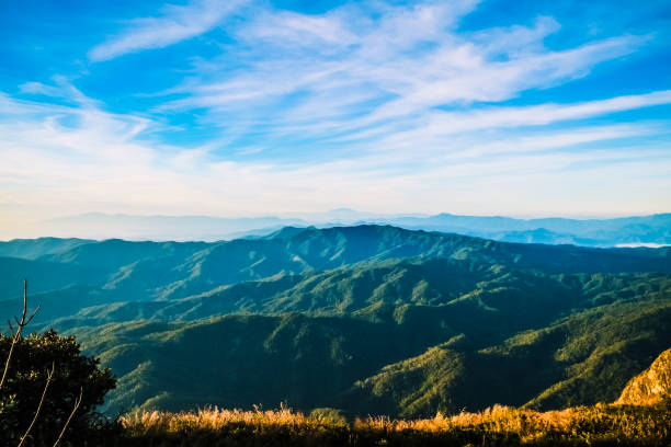 istock Mountain landscape with cloudy blue sky background 870691622