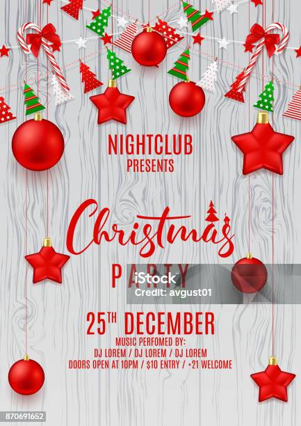 Festive Flyer For Merry Christmas Party Stock Illustration - Download Image Now - Christmas, Flyer - Leaflet, Party - Social Event