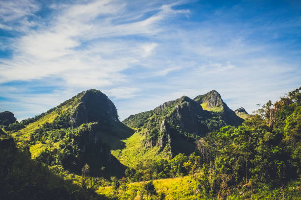 istock Mountain landscape with cloudy blue sky background 870694730